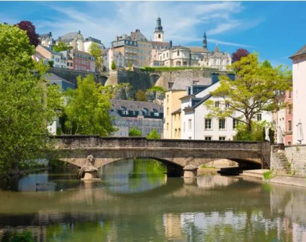 classic city detail with river and bridge